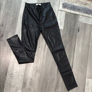 Vibrant Black Faux Leather Pants